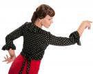 Flamenco bloes zwart met witte stippen