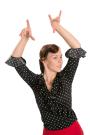 Flamenco bloes zwart met witte stippen
