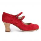 Flamenco dannsschoen Dos Correas Suède Rood