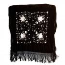 Zijden sjaal 120 x 120 zwarte handgemaakt geborduurd zijden